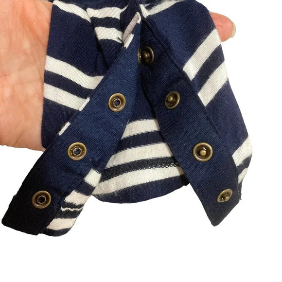 Maeve Anthropologie Navy & White Striped Turtleneck Dress, Sharkbite Hem, Medium - Picture 5 of 10